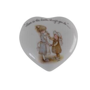 Vintage Holly Hobbie trinket box heart shaped Love Is The Little Things You Do